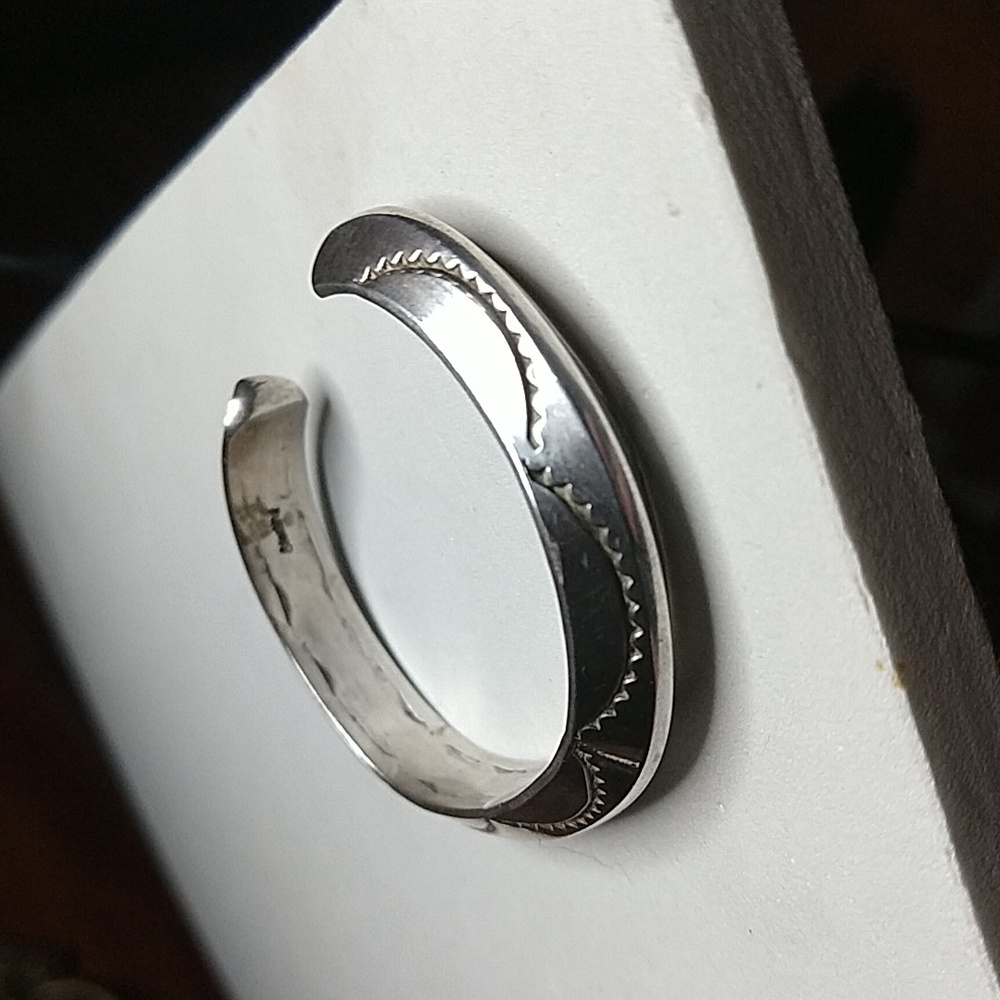 Solid Sterling Silver 925 Cuff Bracelet Native Am… - image 3